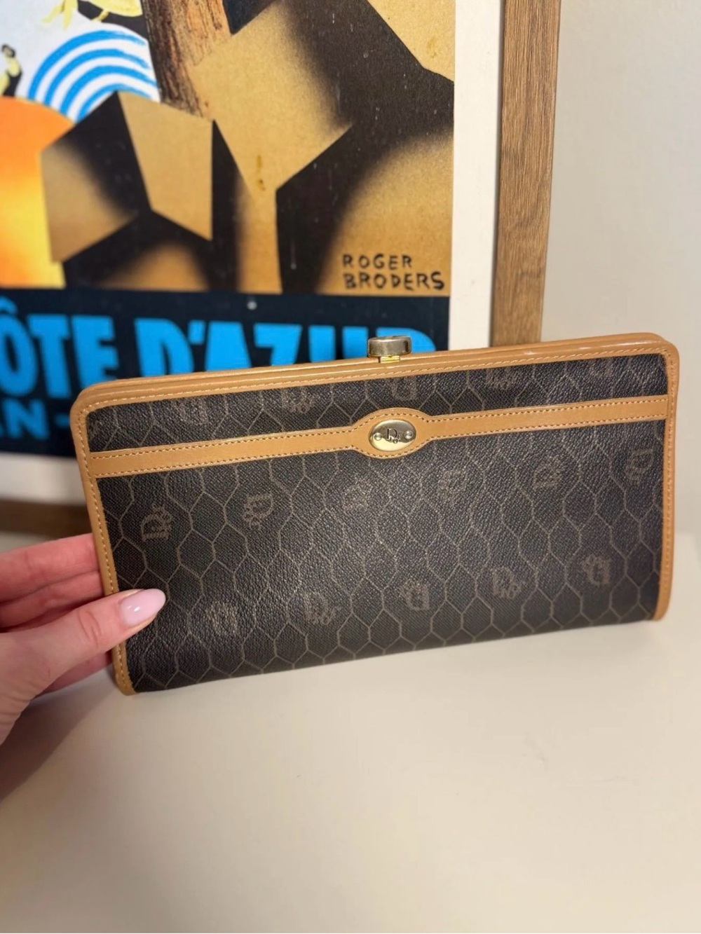 Christian Dior 1980s Brown Monogram Clutch Wallet
